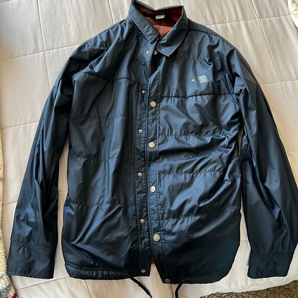 Reversible north face windbreaker/flannel jacket